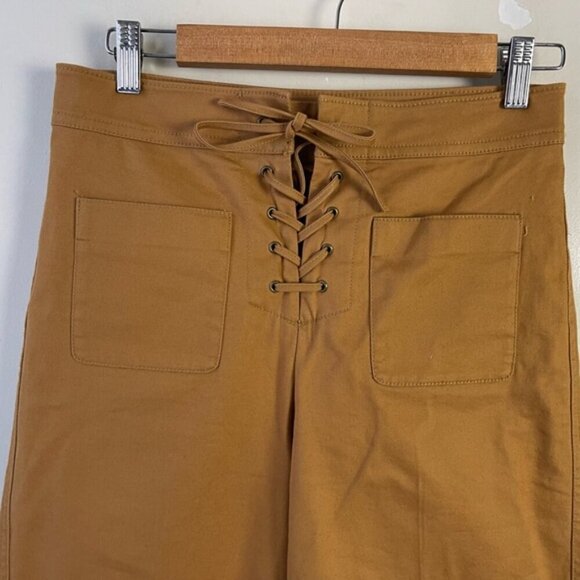 Madewell high rise Wide Leg Cropped Lace Up Pants Size 2 marigold cotton - Picture 5 of 12